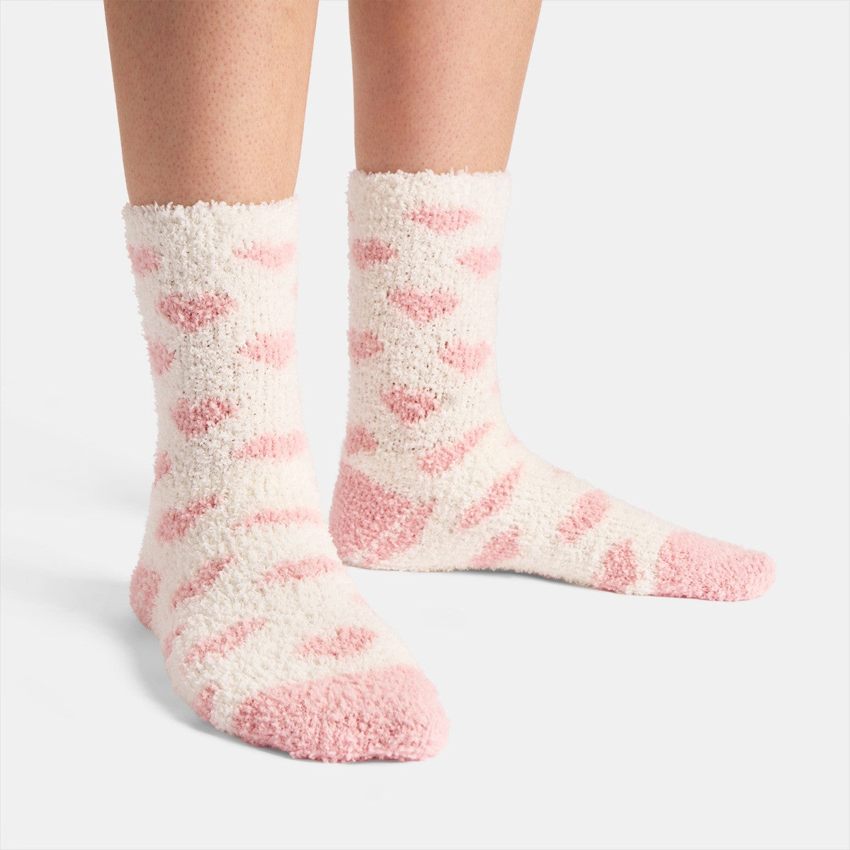 Heart Fluffy Fleece Socks, Blush - 3 Pack 🇬🇧