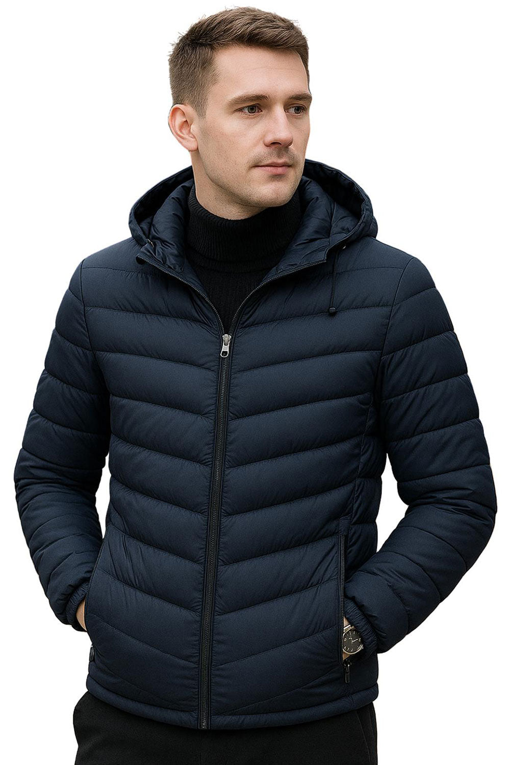 Men’s Puffer Jacket with Removable Hood – Lightweight Padded Winter Coat 🇬🇧