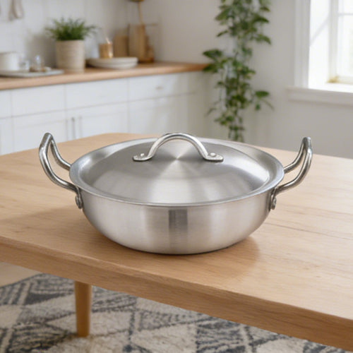 3PCS Karahi Wok Pan With Lid Metal Wire Handle Karahi Cooking Wok Indian Kadai Cooking Wok 3 Sizes for Sauteing Curries 🇬🇧