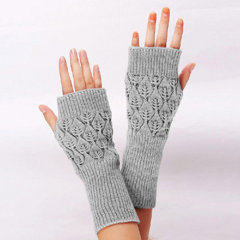 Winter Arm Hand Warmer Knitted Long Fingerless Gloves Soft Mittens for Female 🇬🇧