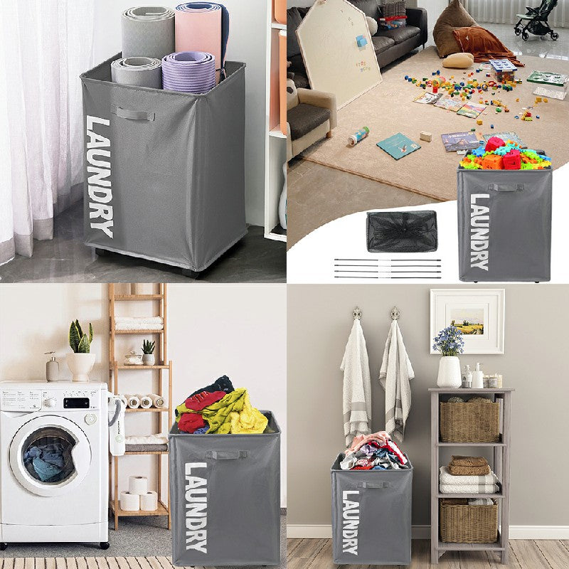 Collapsible Laundry Basket on Wheels Washing Clothes Bin Slim Rolling Hamper - Grey 🇬🇧
