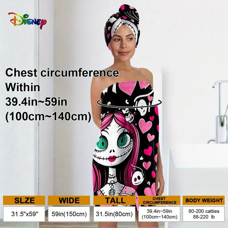2 pcs bath towel and hair towel set feat The Nightmare Before Christmas 🇨🇳