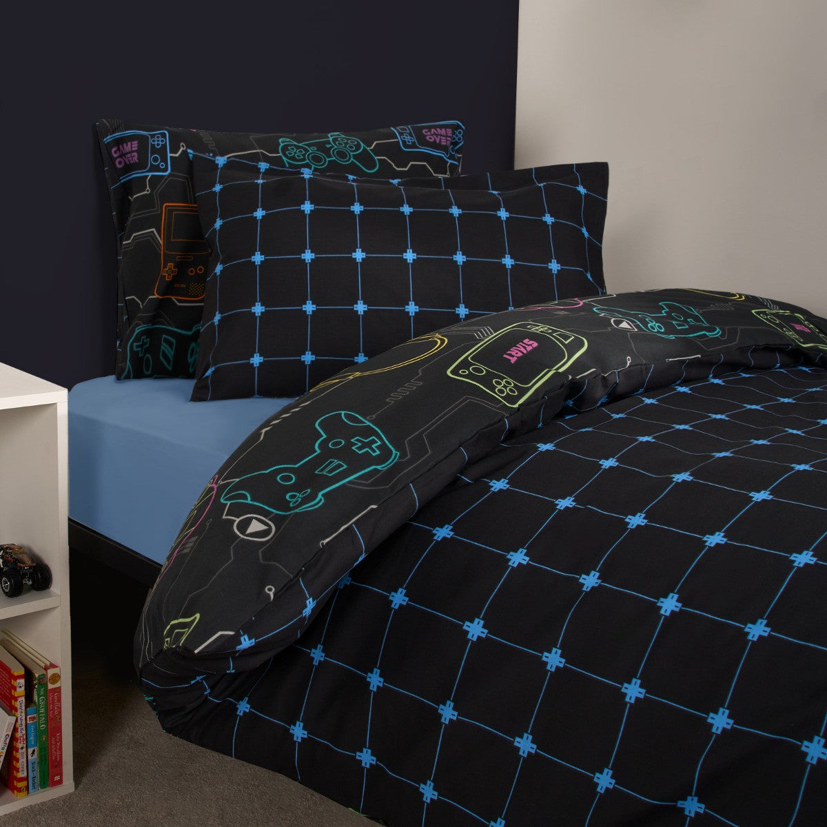 Gaming Print Reversible Duvet Set - Black 🇬🇧