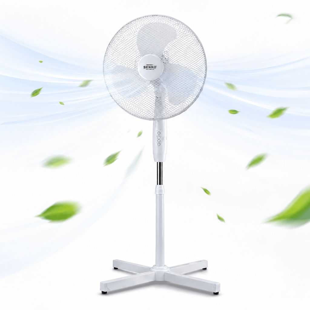 16 Inch Pedestal Fan Cross Base Stand Fan 3 Speed Settings Sturdy Base Portable Fan for Home or Small Office White 🇬🇧