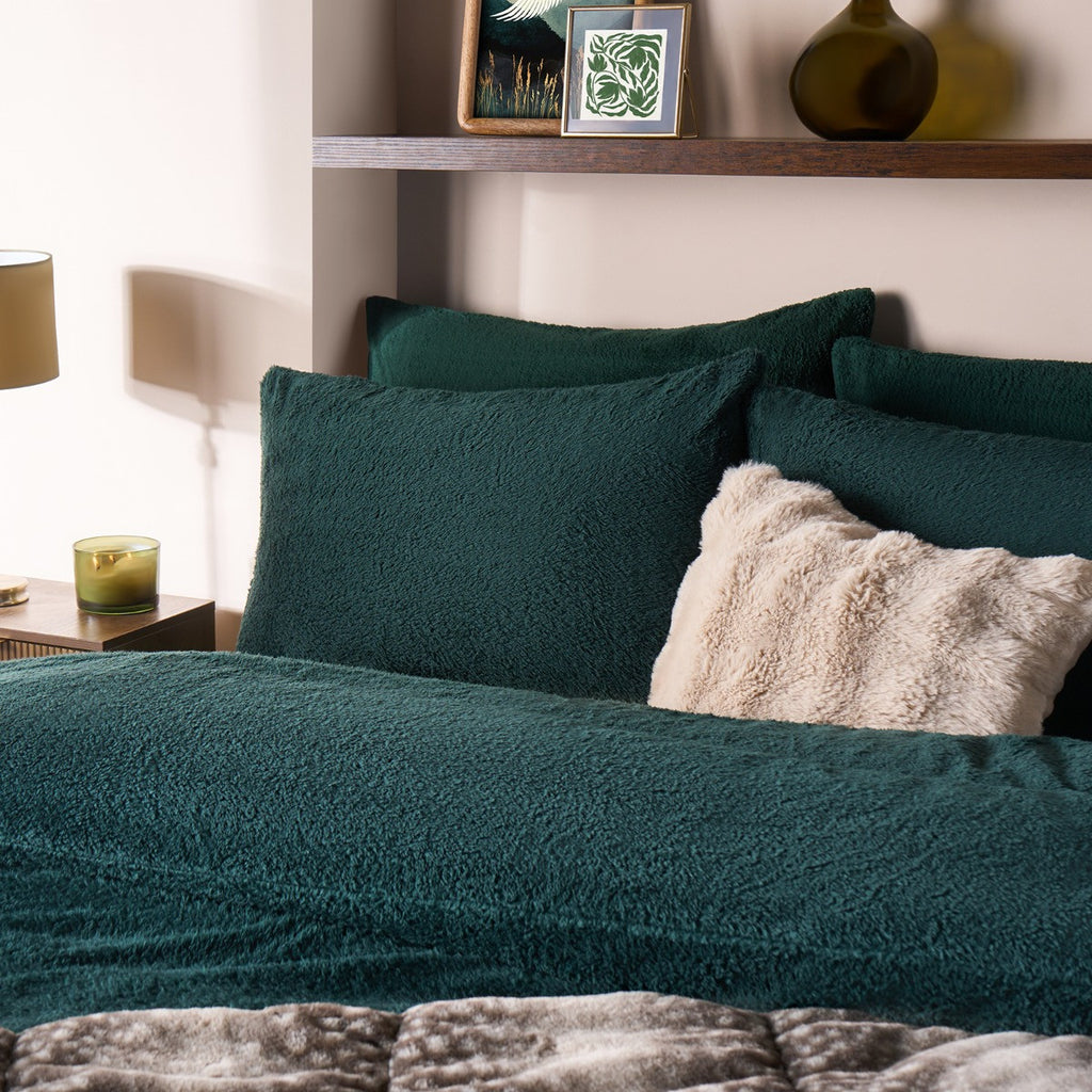 Teddy Fleece Duvet Cover Set - Forest Green 🇬🇧