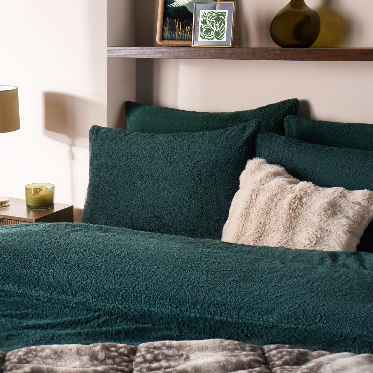 Teddy Fleece Duvet Cover Set - Forest Green 🇬🇧