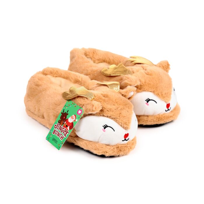 Plush Slippers - Jingle Bunch Christmas Reindeer 🇬🇧