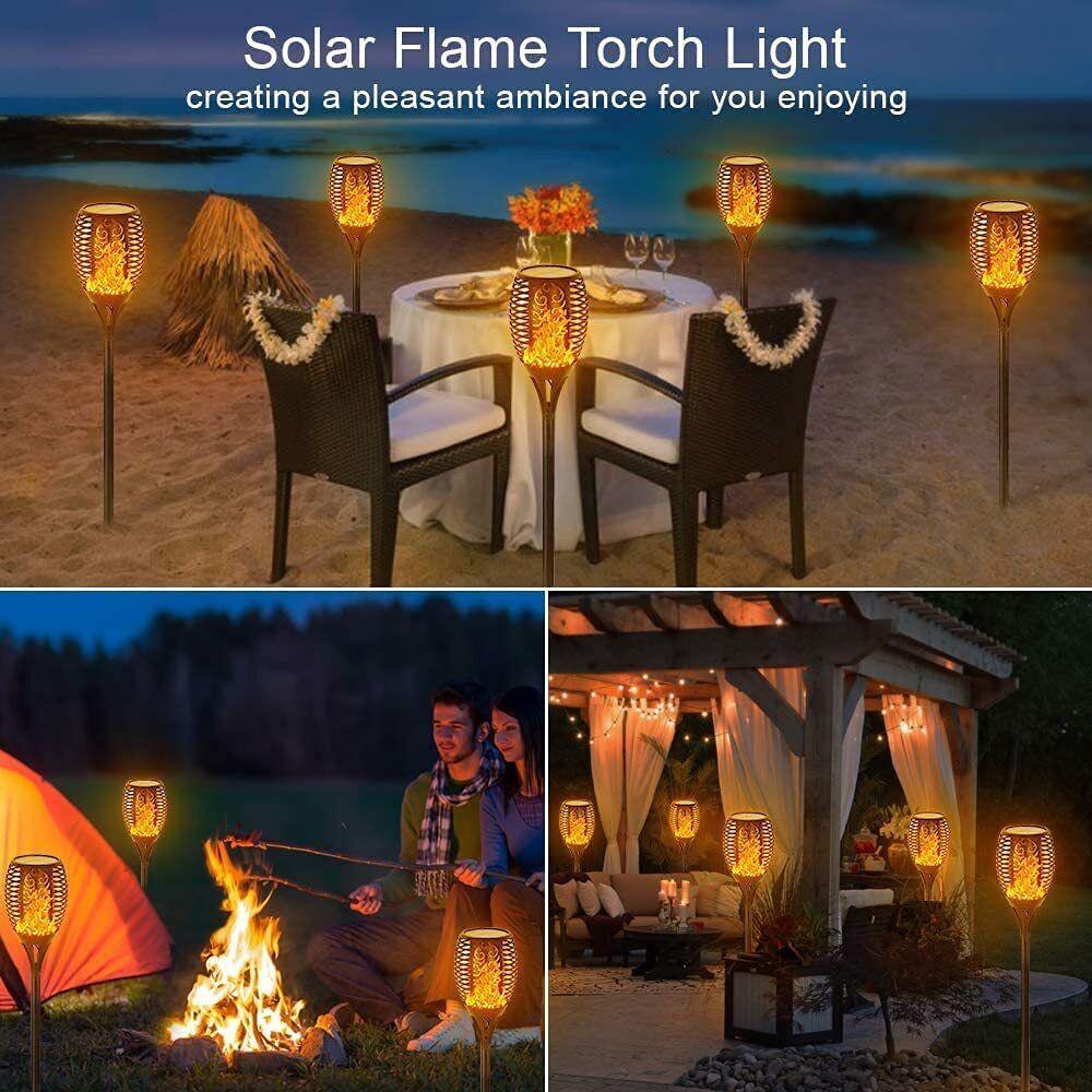 2x Solar Flame Garden Lights - Waterproof LED Torches for Outdoor Use 🇬🇧