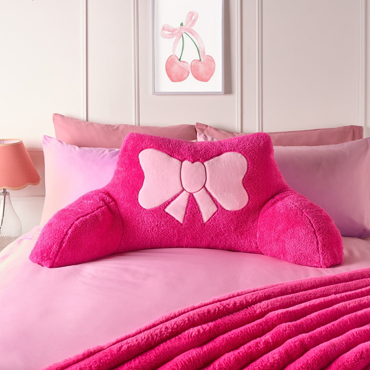 Bow Embroidered Teddy Cuddle Cushion 🇬🇧