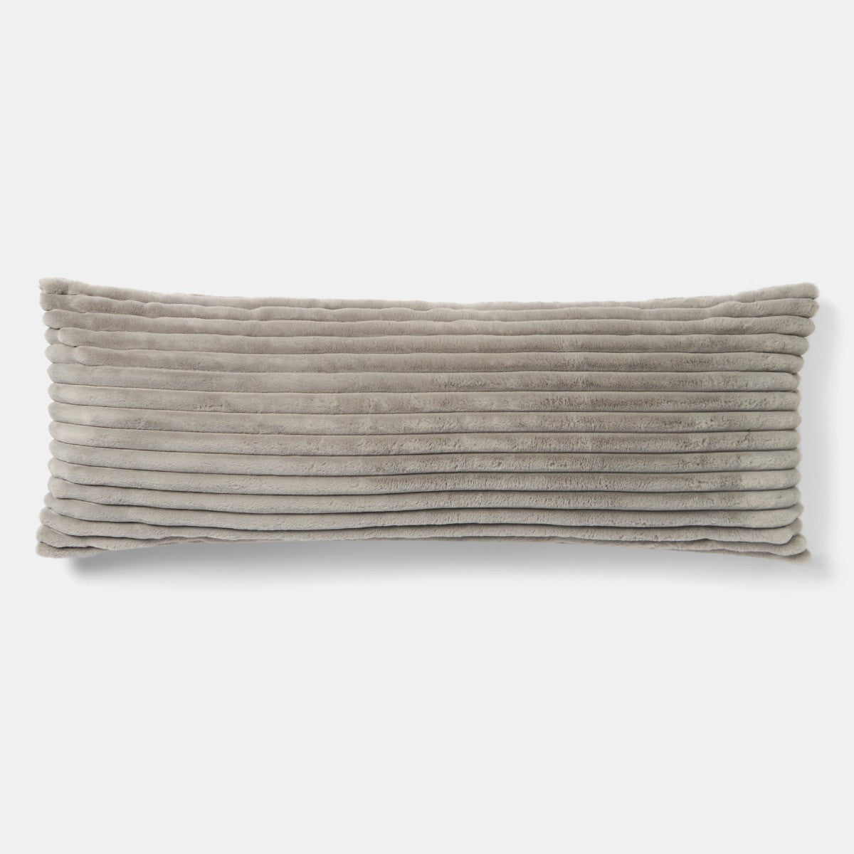 Ribbed Faux Fur Bolster Pillow - Grey 🇬🇧