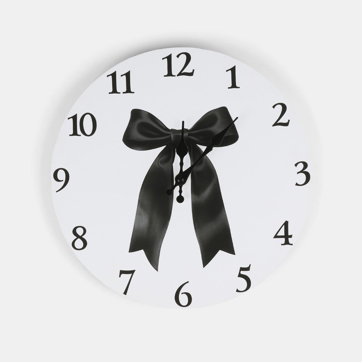 Bow Print Wall Clock - White/Pink 🇬🇧