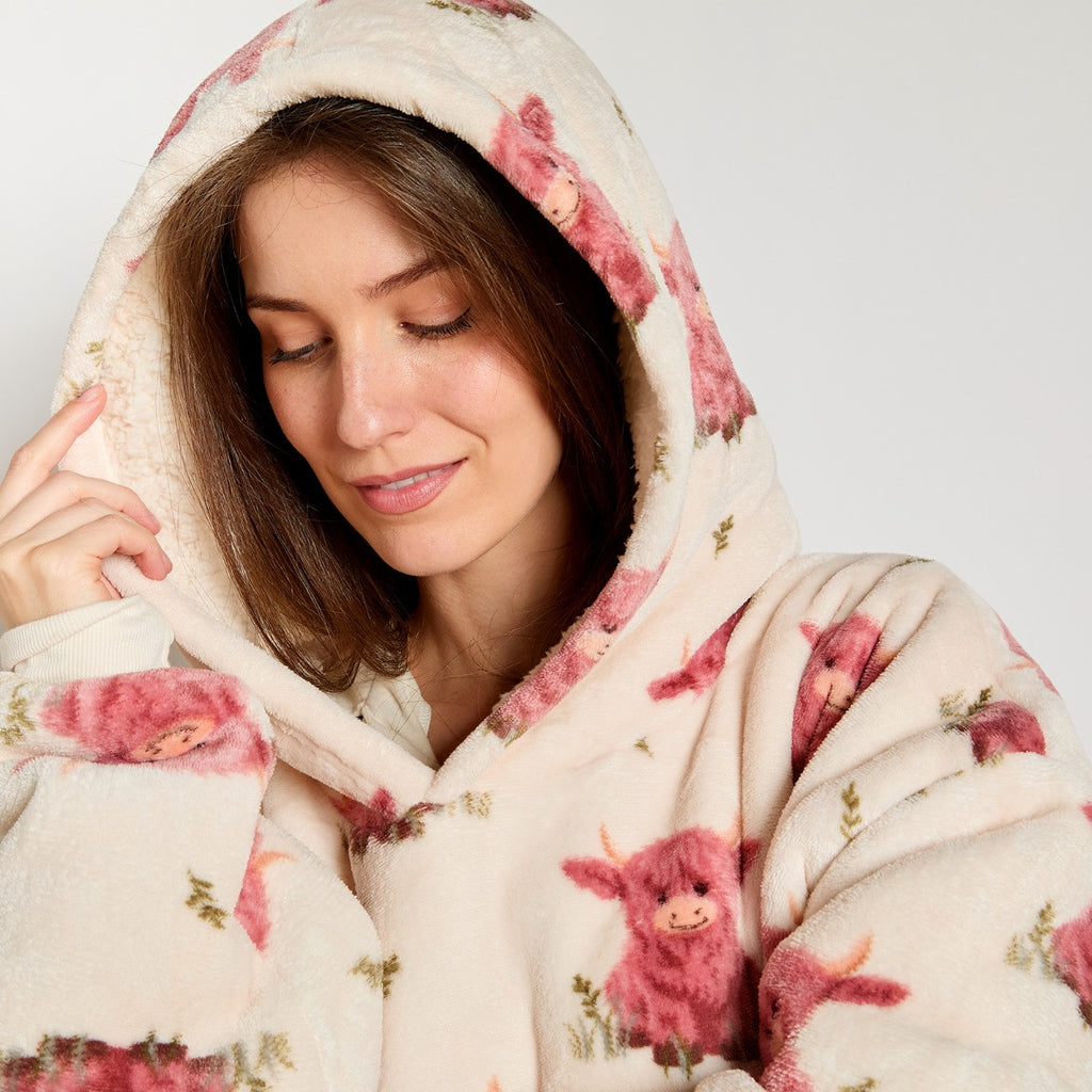 Harry The Highland Cow Hoodie Blanket - Cream 🇬🇧