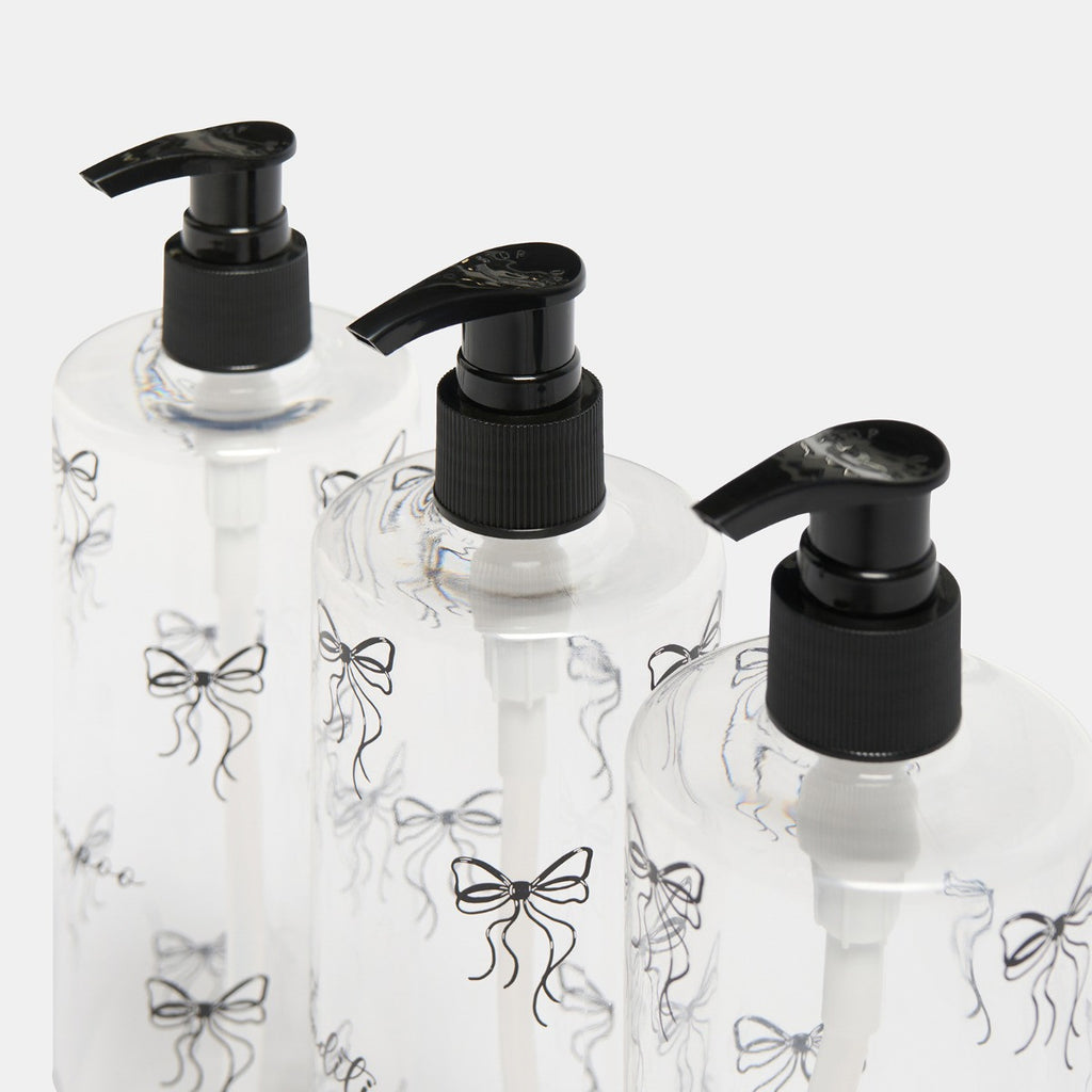 Bows Dispenser Bottles, Clear/Black - 3 Pack 🇬🇧