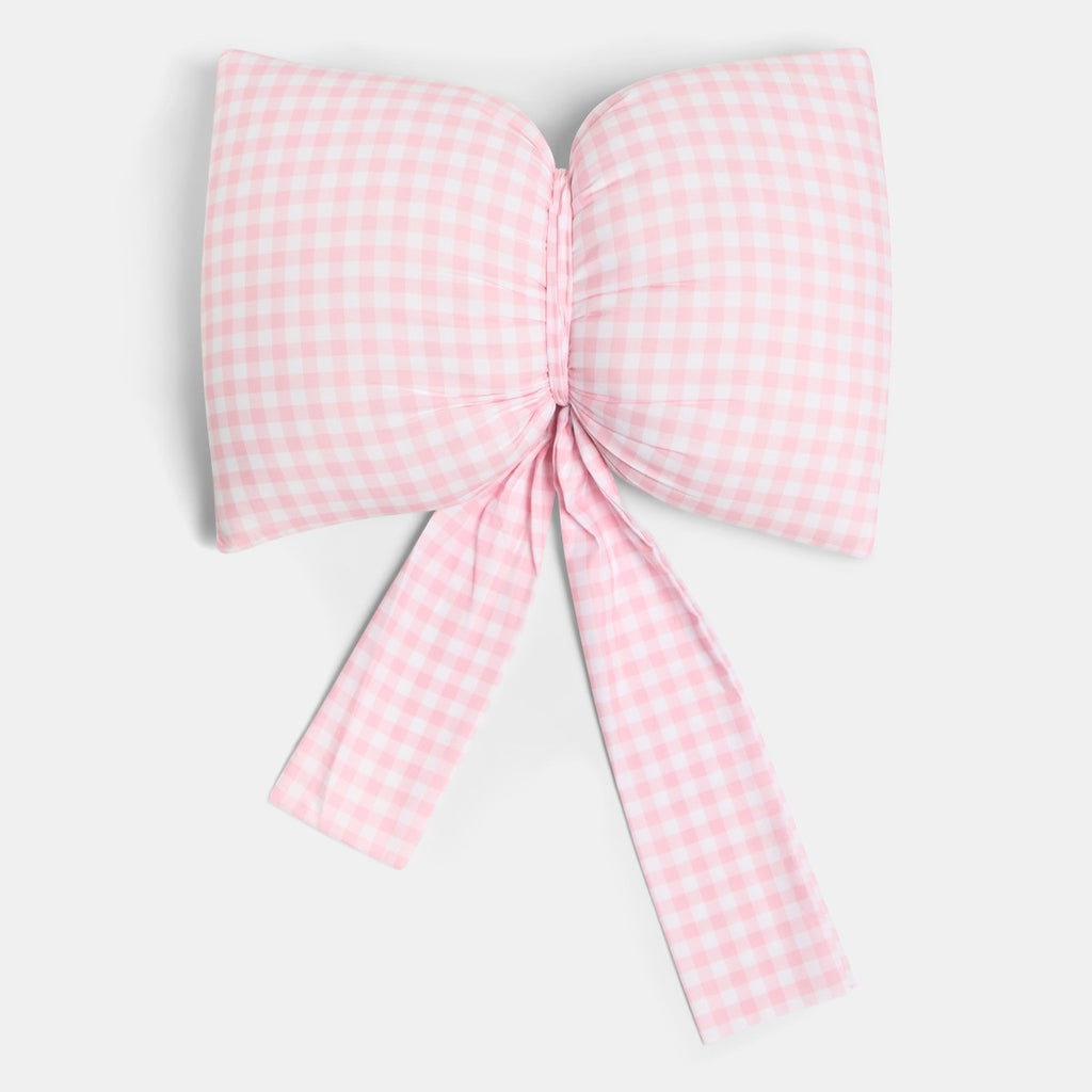 Gingham Print Bow Shaped Cushion - Pink 🇬🇧