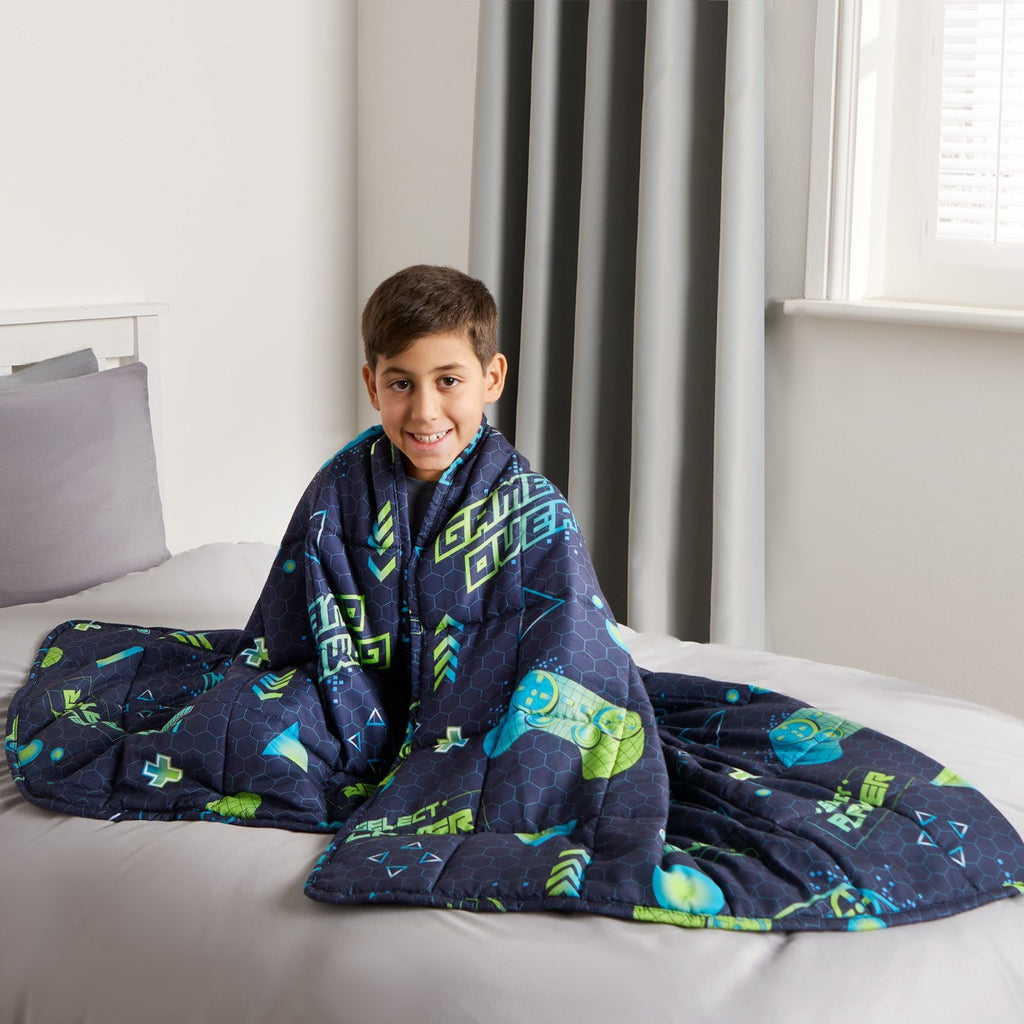 Kids Neon Gaming Weighted Blanket, Blue/Green - 3KG 🇬🇧