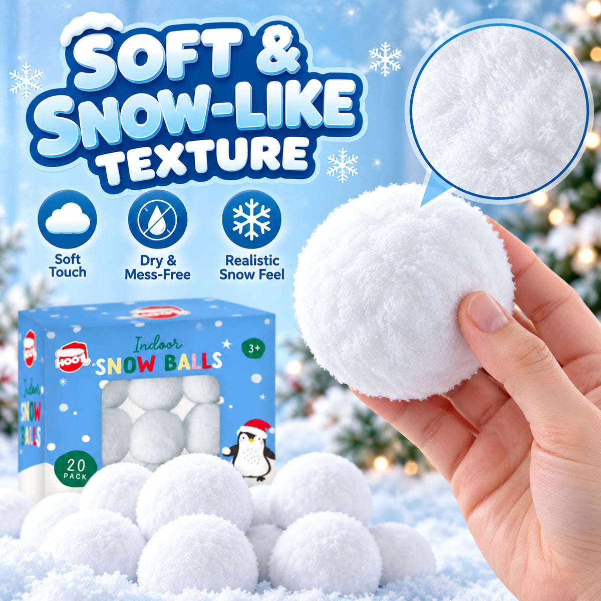 20 Pack Indoor Snowballs 6cm Soft Fake Snow Balls Christmas Kids Snowball Fight Toy 🇬🇧