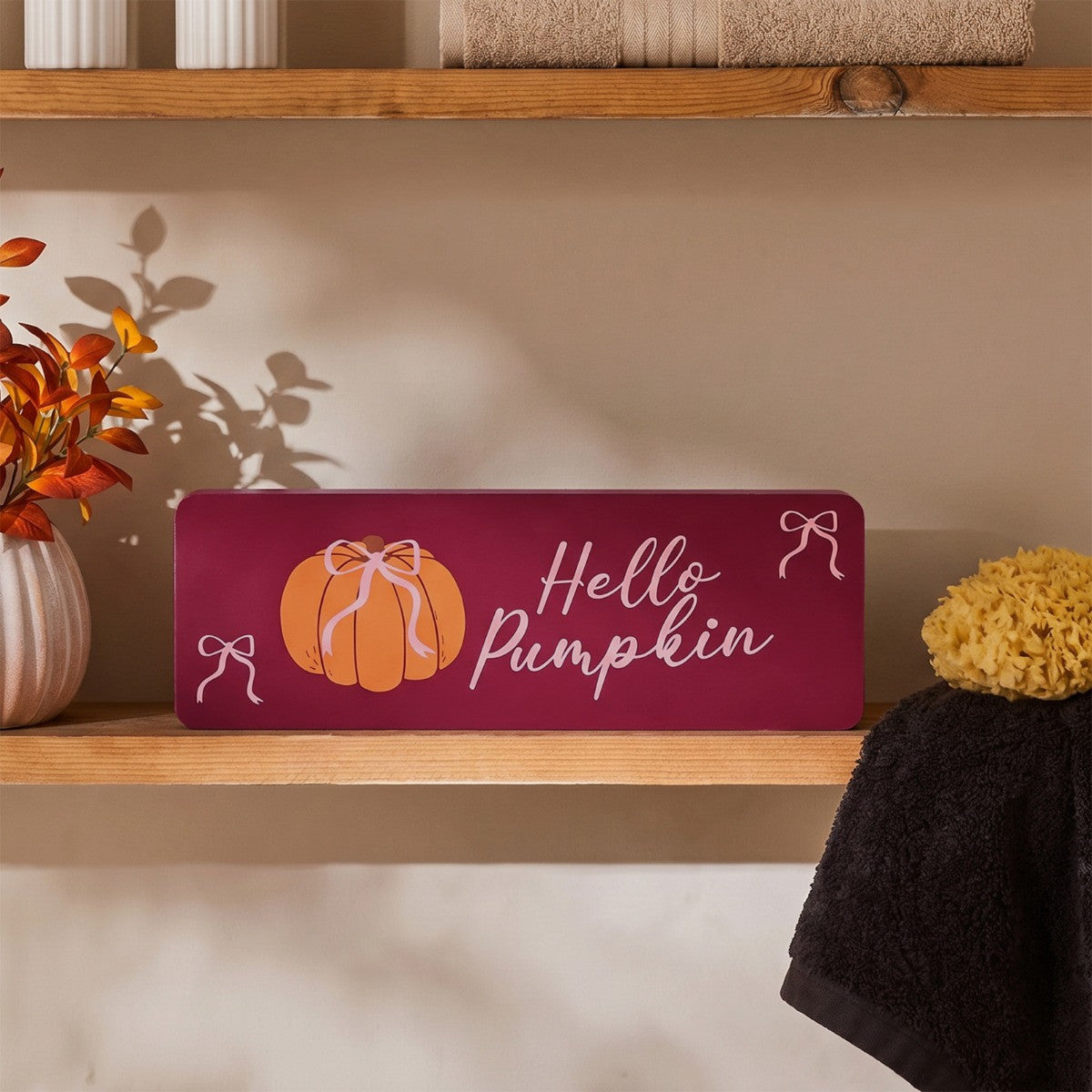 Hello Pumpkin Slogan Ornament - Burgundy 🇬🇧