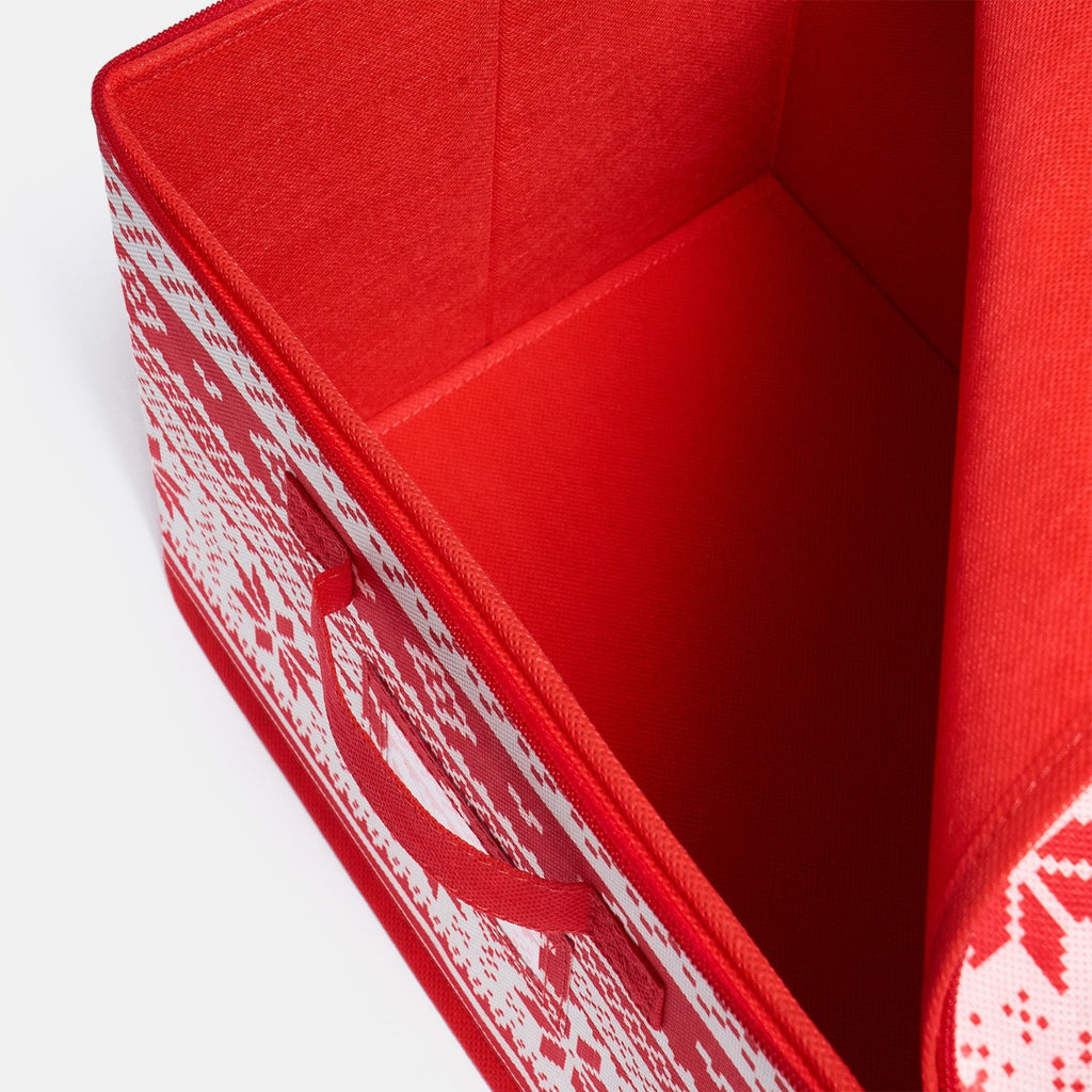 Nordic Print Square Christmas Light Storage Box - Red 🇬🇧