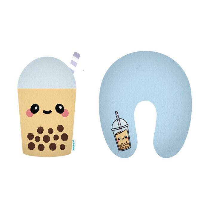 2-in-1 Swapseazzz Travel Pillow and Plush Toy - Foodiemals Boba the Bubble Tea 🇬🇧