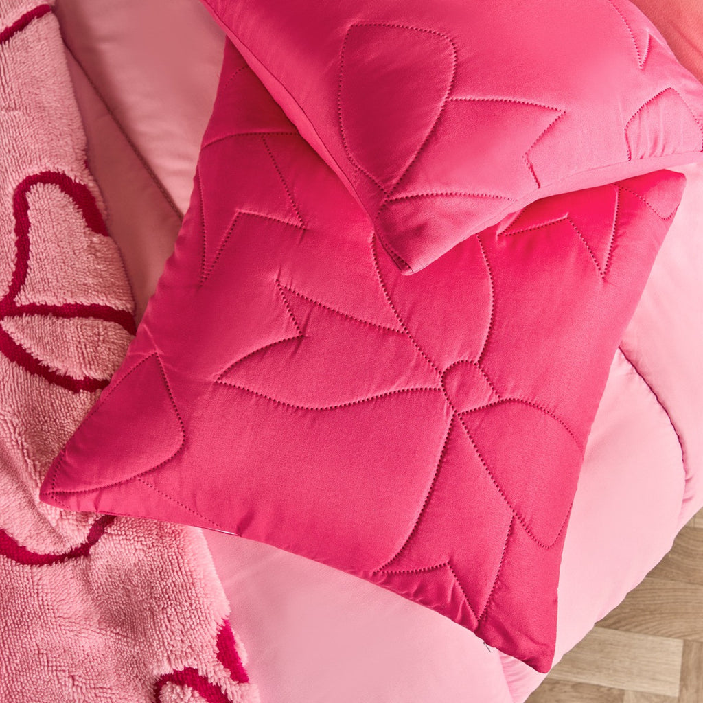 Bow Print Quilted Cushion Covers - Hot Pink 🇬🇧