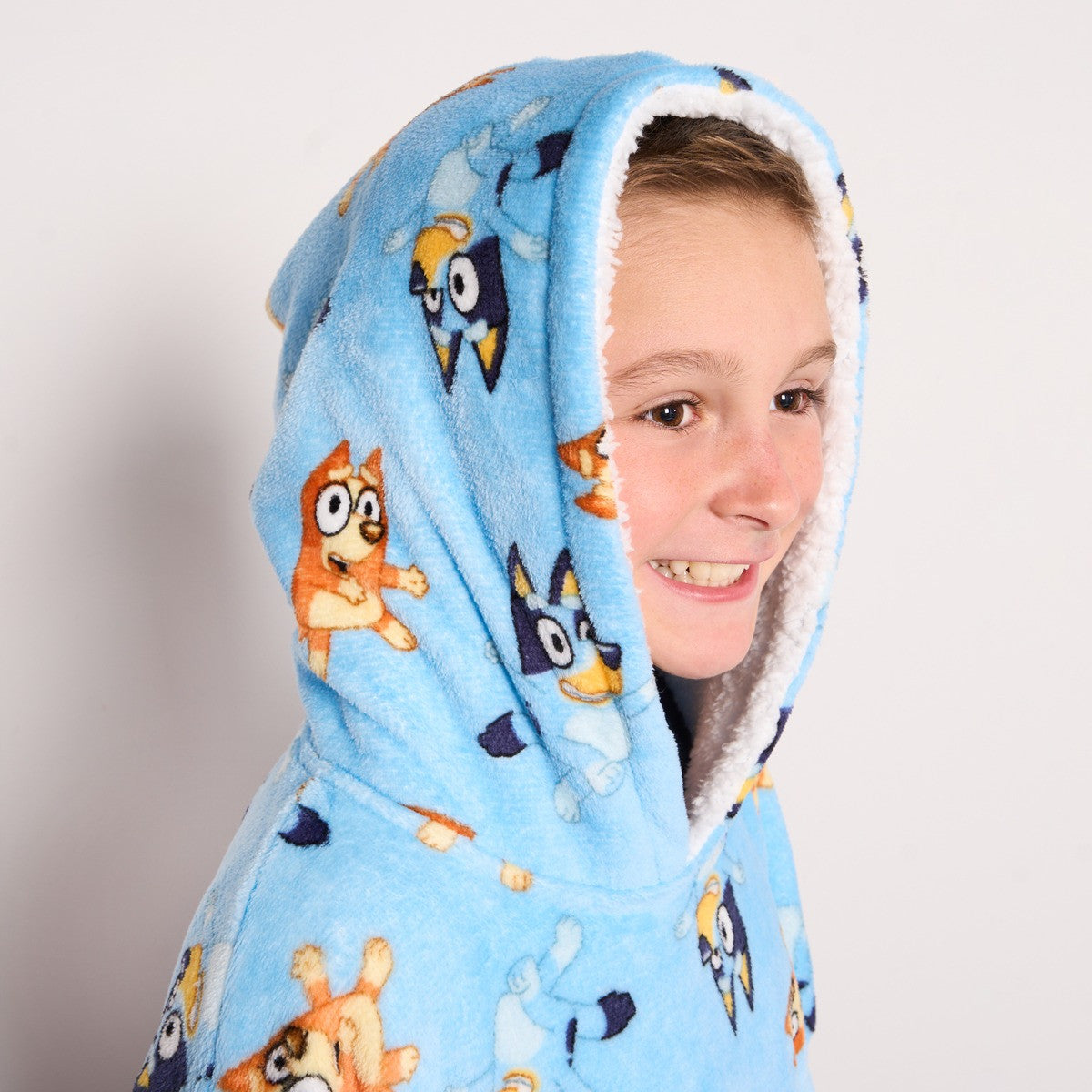 Kids Bluey Novelty Sherpa Hoodie Blanket - Blue 🇬🇧