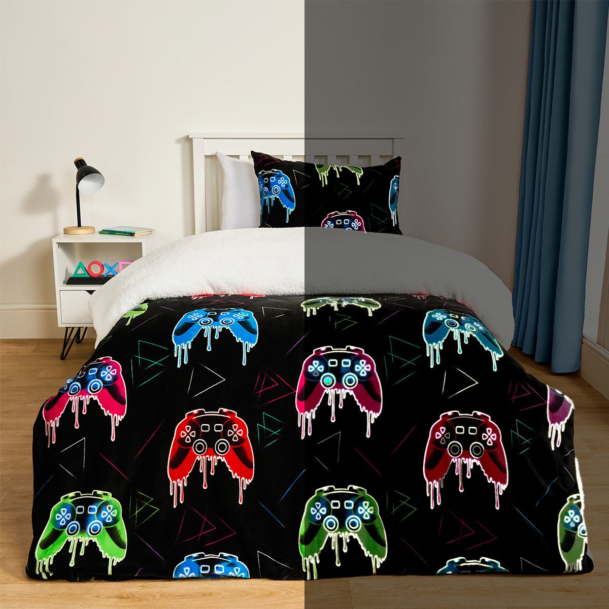 Gaming Glow In The Dark Duvet Set - Black 🇬🇧