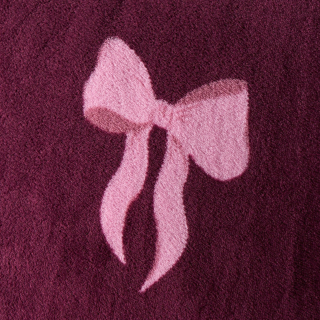 Bow Print Cuddle Cushion - Burgundy 🇬🇧