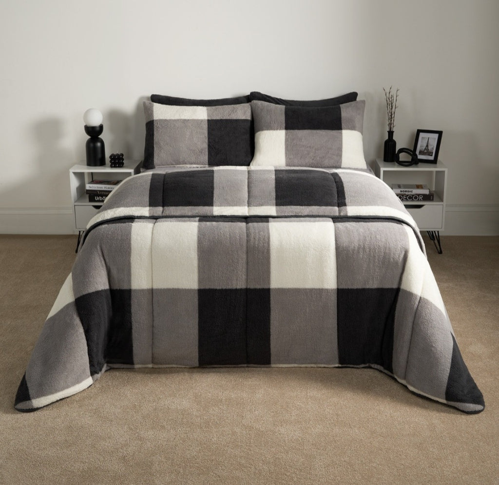 Teddy Gingham Coverless 10.5 Duvet & Pillowcases - Grey 🇬🇧