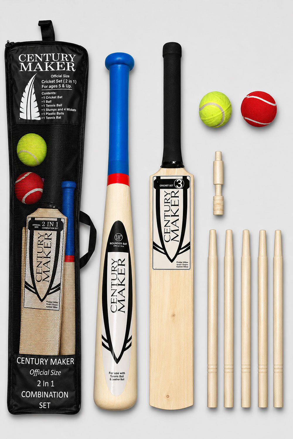 Kids Wooden Cricket & Baseball Set with Mesh Carry Bag 🇬🇧