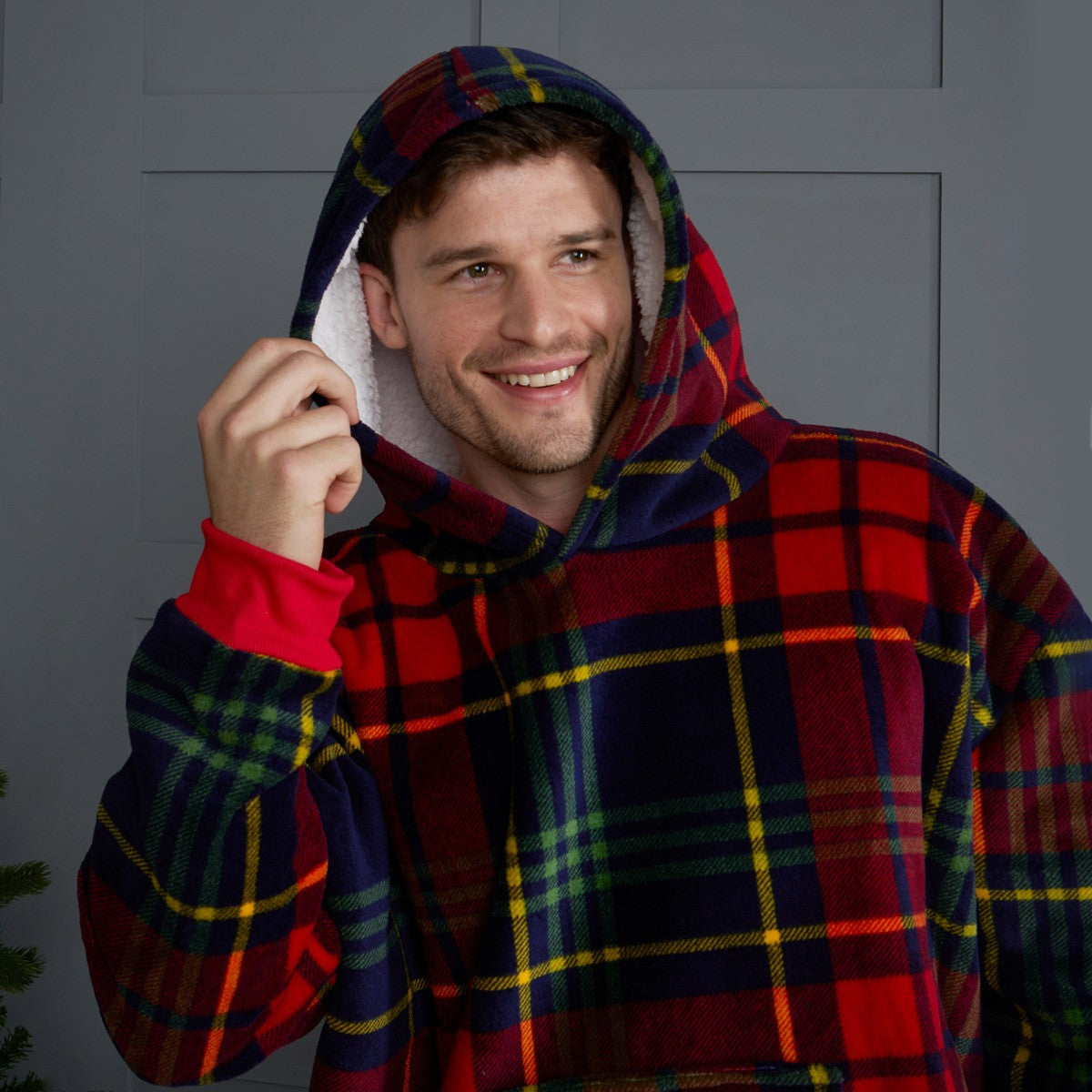 Adults Oxford Check Fleece Hoodie Pyjama Set - Navy/Red
🇬🇧