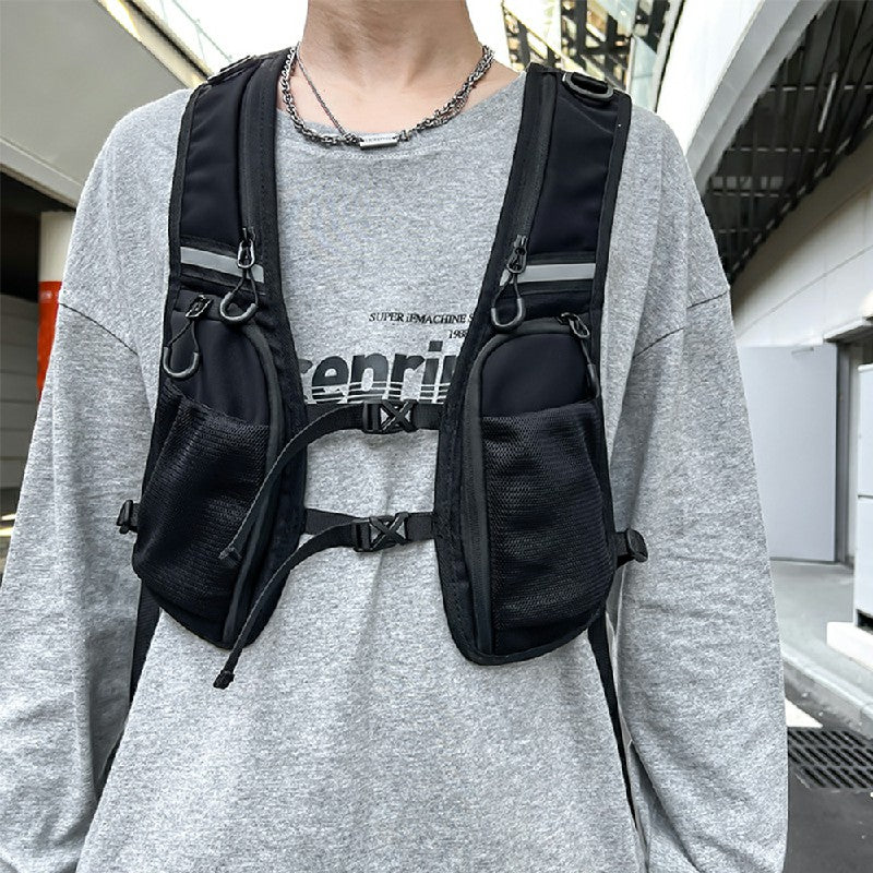 Cycling Running Vest Bag Reflective Hydration Vest Storage Bag Lightweight Backpack - Black 🇬🇧