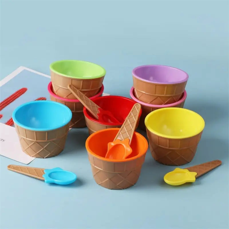 6 pcs colourful ice cream bowl sets 🇨🇳