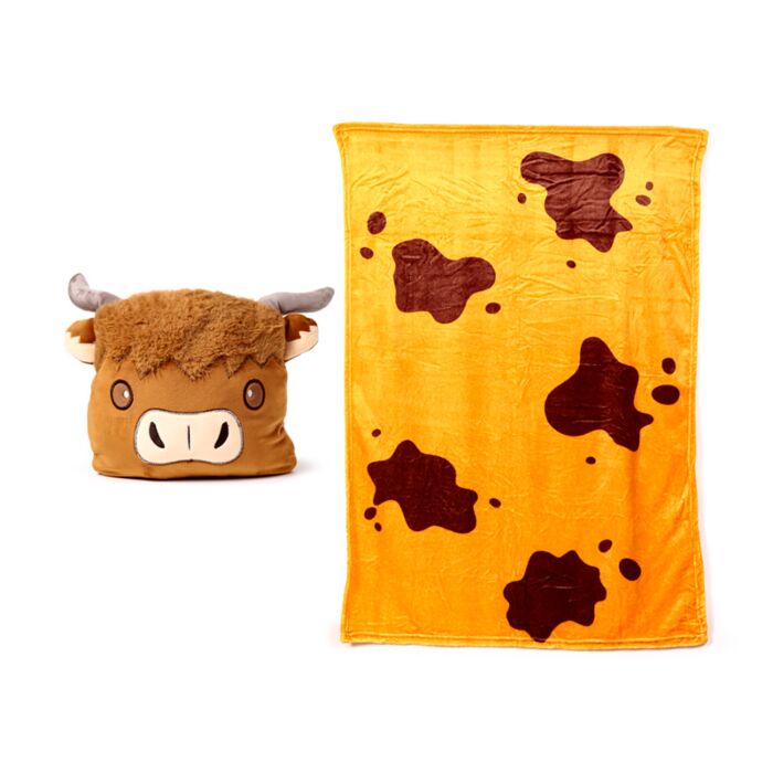 2-in-1 Blankeazzz Plush Toy & Travel Blanket - Highland Coo 🇬🇧