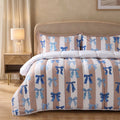 Multi Bow Stripe Coverless 10.5 Tog Duvet Set - Natural/White 🇬🇧