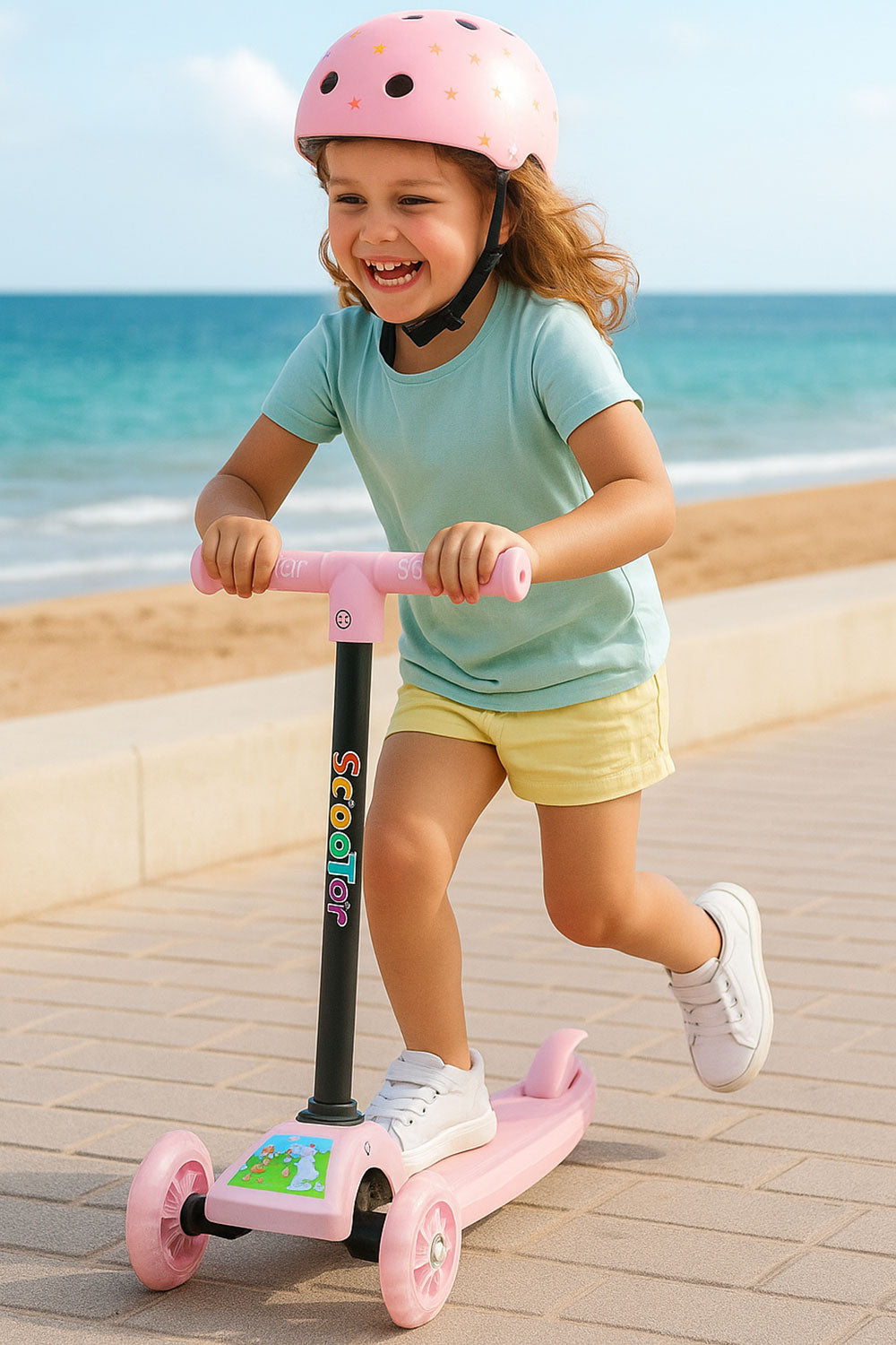 3-Wheel Kids Scooter with LED Light-Up Wheels – Adjustable Height & Foldable Design for Boys and Girls 🇬🇧