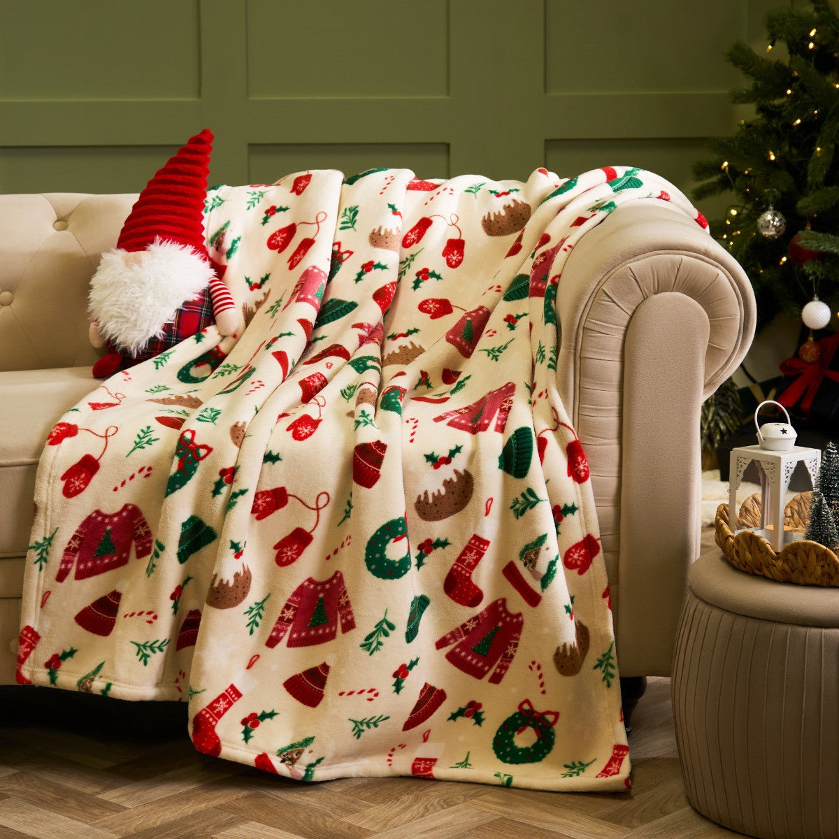 Novelty Christmas Throw - Natural 🇬🇧