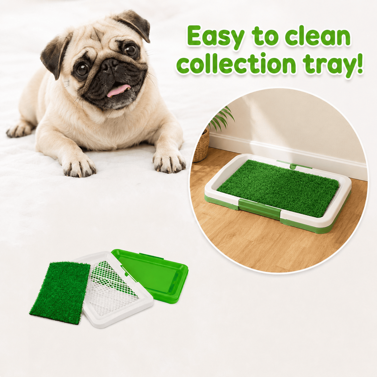 Dog Grass Pad with Tray, Dogs Toilet Tray with Artificial Grass Grid Panel Puppy Toilet Training Mat, Reusable Fake Pee Grasses for Dogs to Pee 34 x 45.5cm 🇬🇧