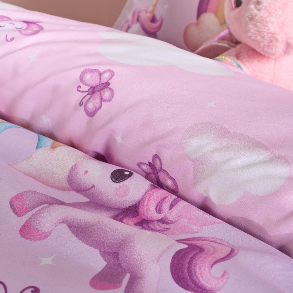 Unicorn Fun Print Duvet Cover Set - Lilac 🇬🇧
