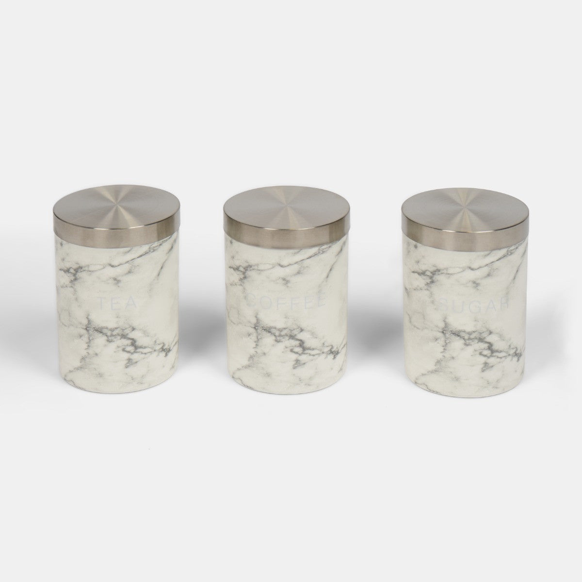 3 Piece Tea Coffee Sugar Canisters - White Marble 🇬🇧