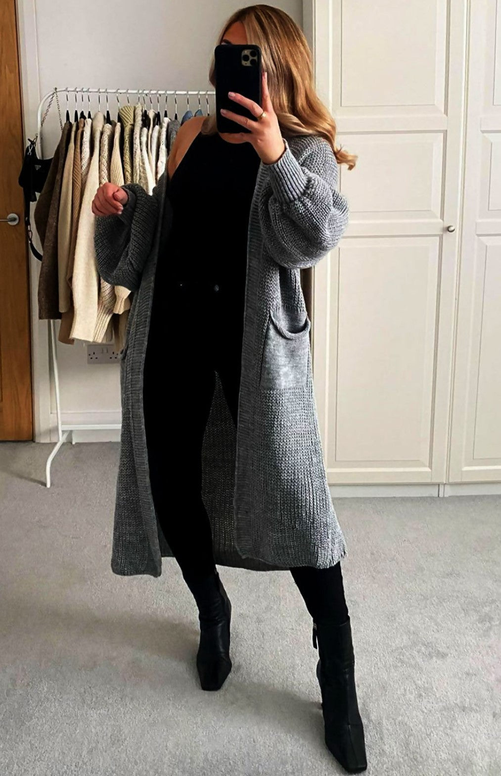 Balloon Sleeve Pockets Cardigan 🇬🇧