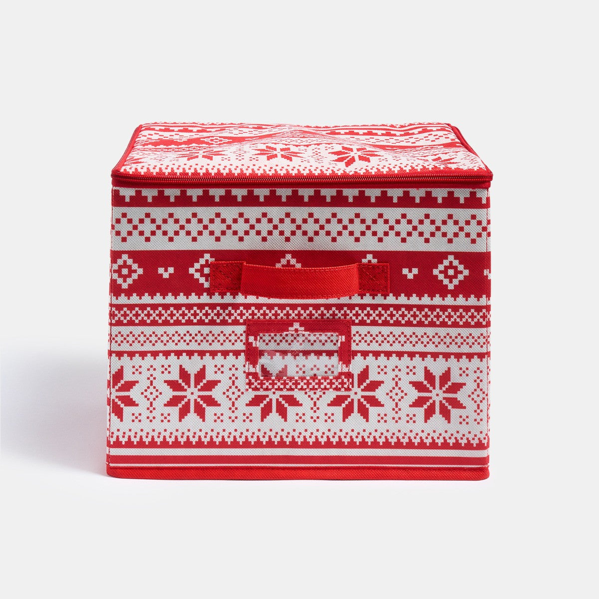 Nordic Print Square Christmas Light Storage Box - Red 🇬🇧