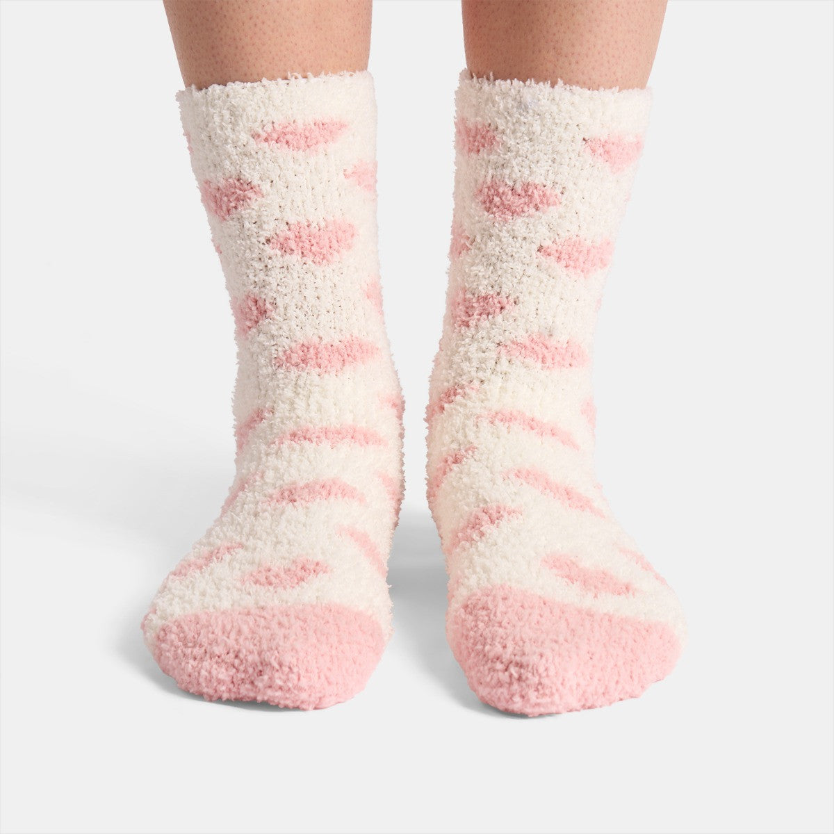 Heart Fluffy Fleece Socks, Blush - 3 Pack 🇬🇧