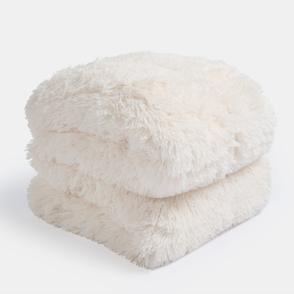 Fluffy Faux Fur Weighted Blanket - Cream 🇬🇧