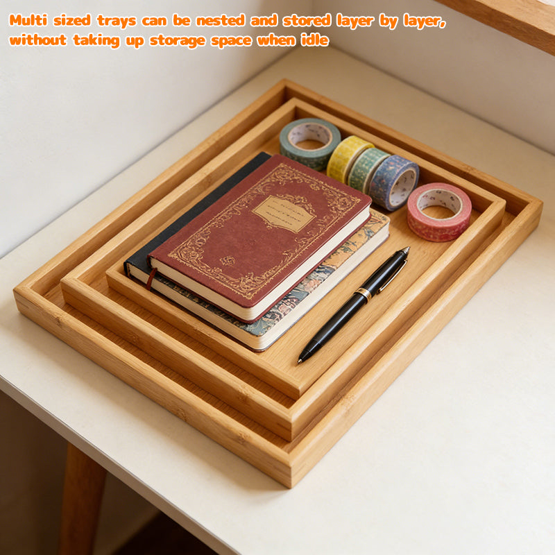 3PCS Wooden Trays Set Bamboo Serving Trays Food Platter for Eating Dinner Tea Dessert Snacks 🇬🇧