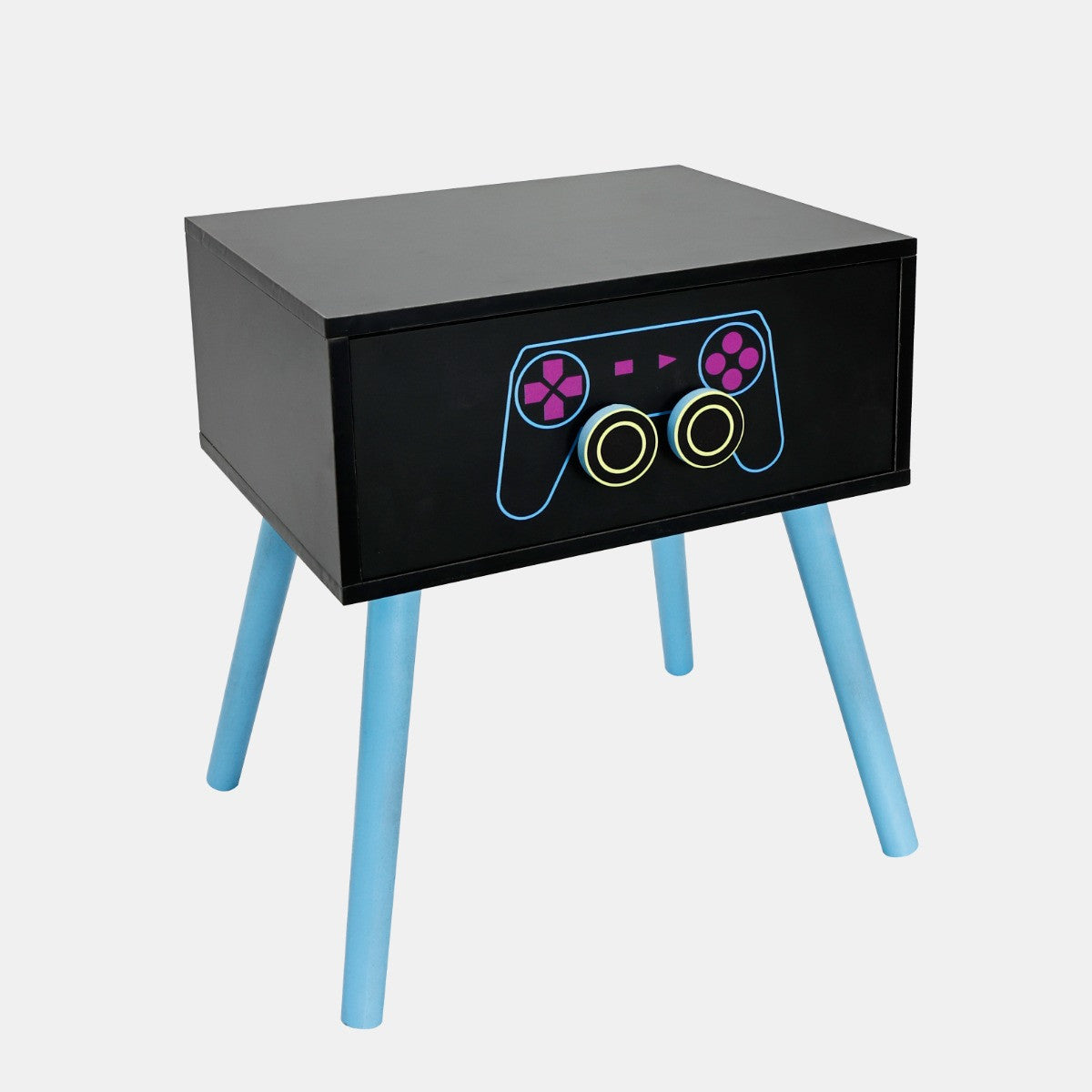 Gaming 1-Drawer Bedside Table - Black 🇬🇧