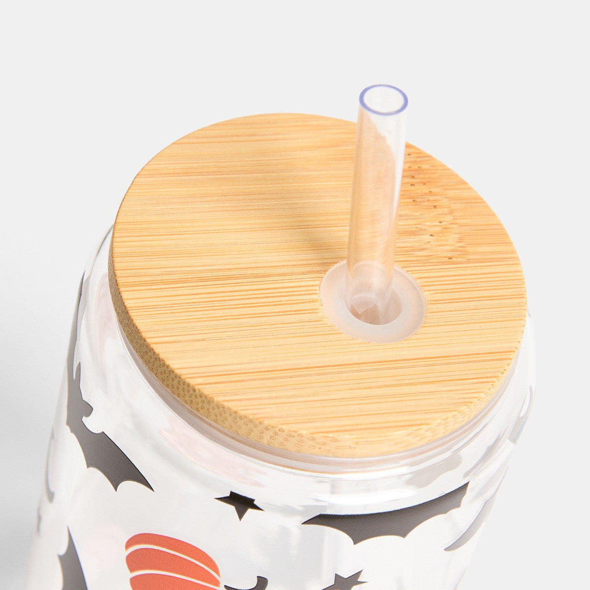 2 Pack Ghost Bat Print Plastic Drinking Jars - Multi 🇬🇧