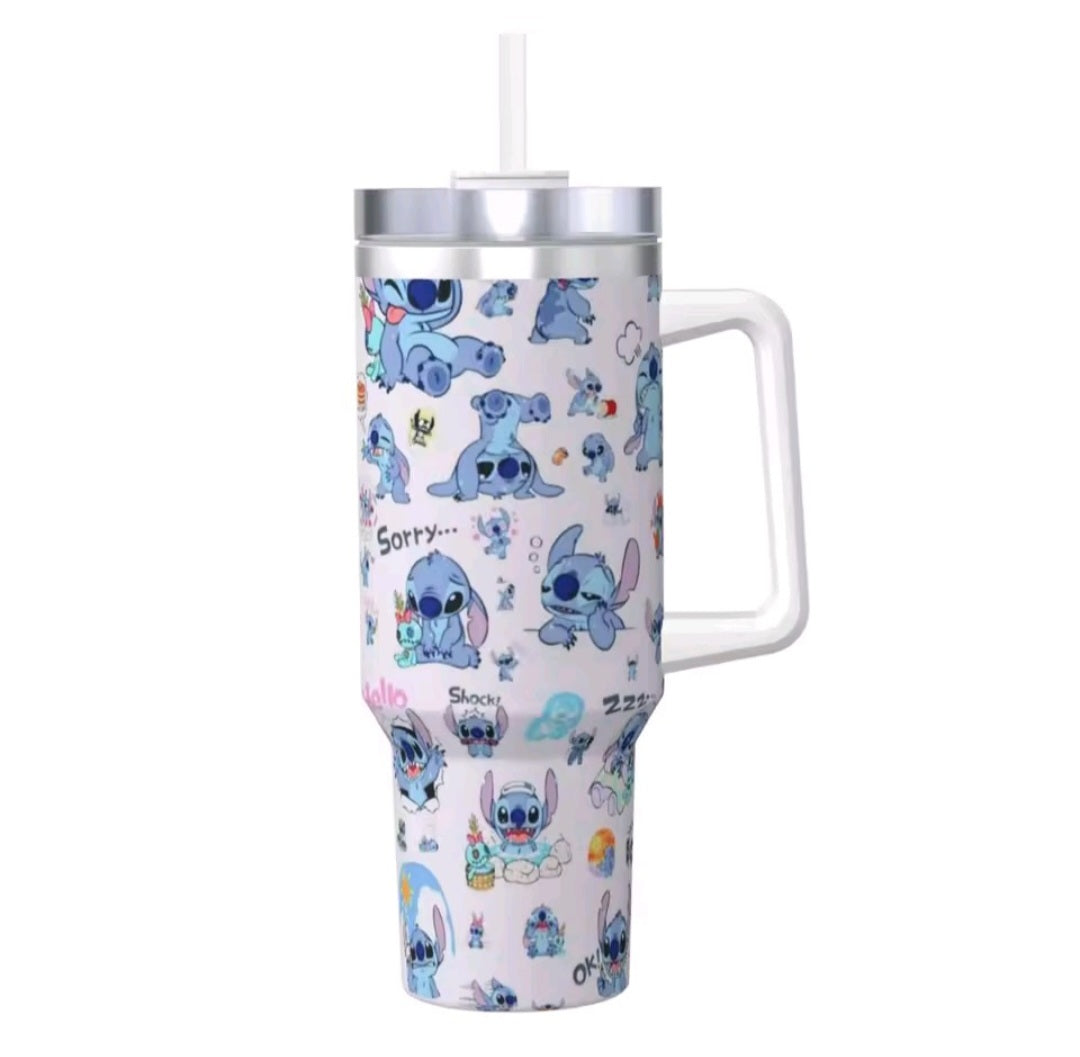 Cartoon inspired 40oz tumbler with straw - stainless steel insulated 🇨🇳