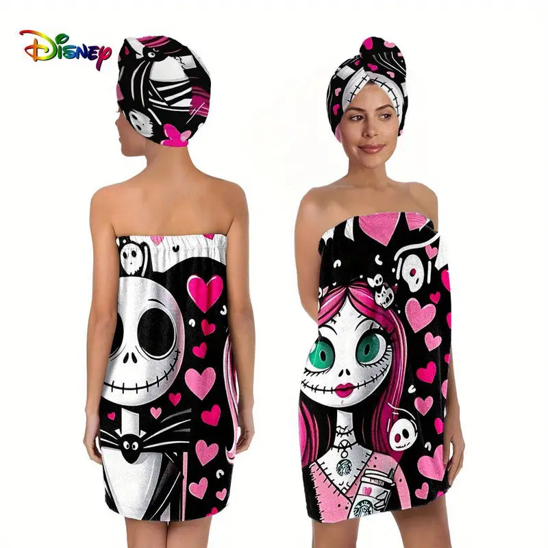2 pcs bath towel and hair towel set feat The Nightmare Before Christmas 🇨🇳