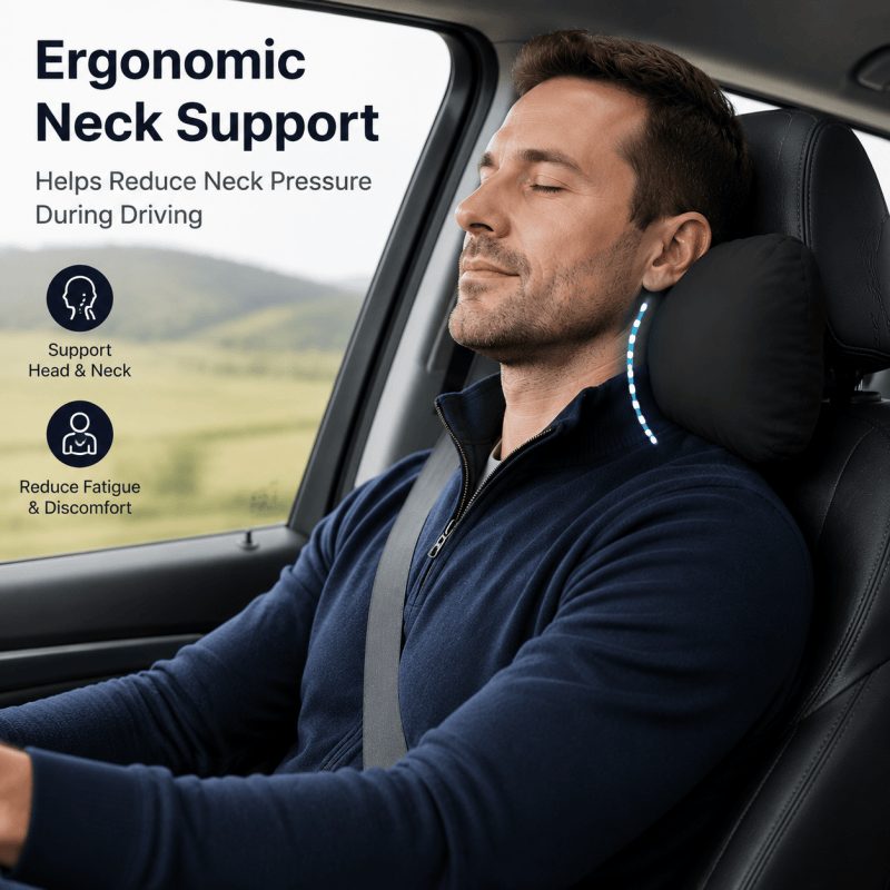 2Pack Black Car Headrest Pillow Neck Support Cushion Ergonomic Driving Comfort Pad 🇬🇧