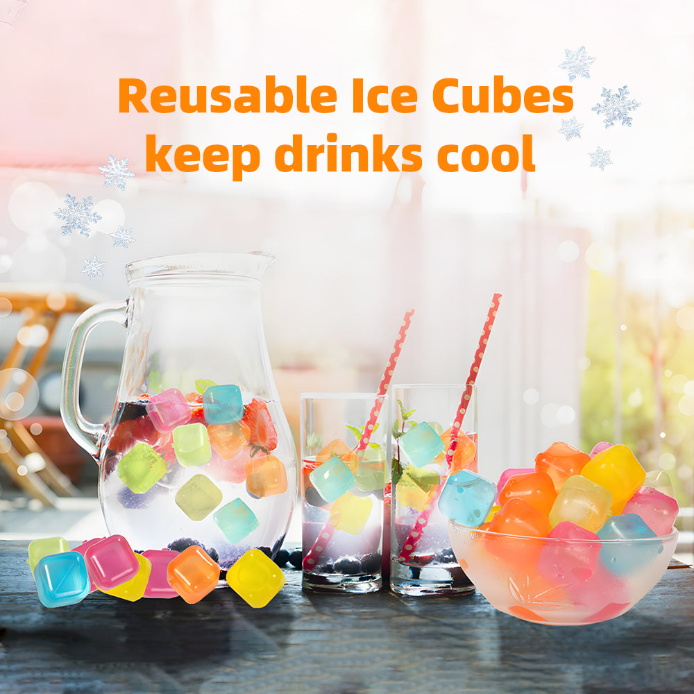 20PCS Reusable Ice Cubes for Drinks Colourful Fake Ice Cubes BBQ Party Cold Drink Cooler Freeze Blocks Refreezable Recycling Ice Cubes Cocktail Whiskey 🇬🇧